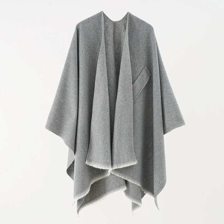 "Elegante katoenen poncho, stijlvolle cape in marineblauw, perfect voor dagelijks en formeel gebruik, lichtgewicht ontwerp."