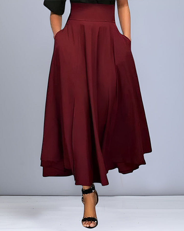 Elegante lange damesrok met hoge taille; perfect voor formele gelegenheden, feestjes of zomer casual mode.