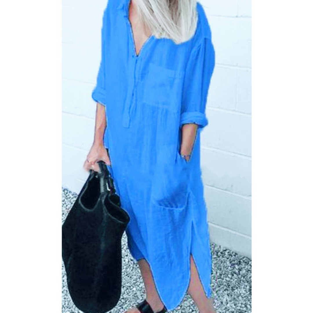 Stijlvolle dames zomerjurk, een lange jurk die comfort en elegantie combineert voor vrouwenmode.