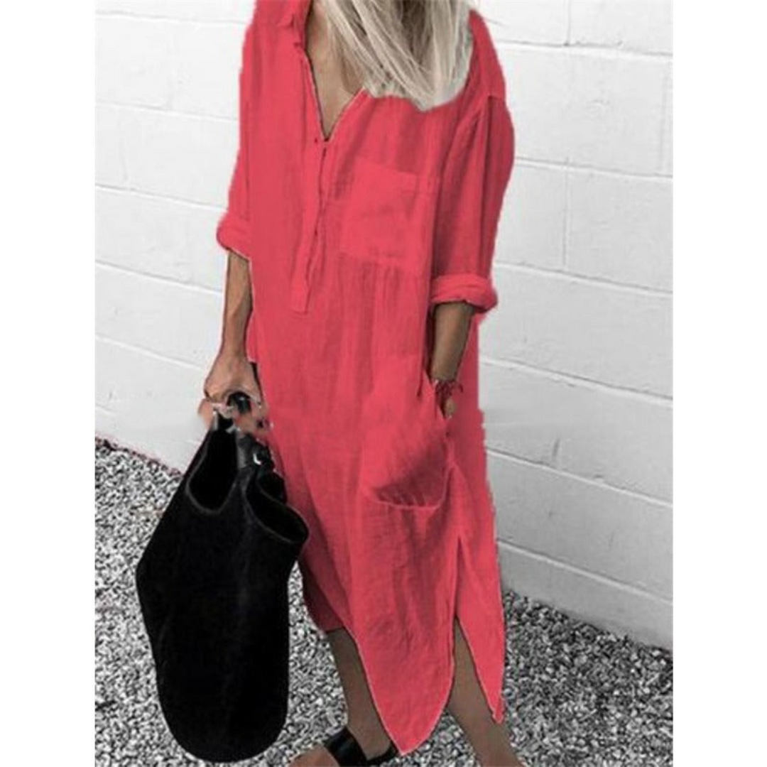 Luchtige en comfortabele lange zomerjurk voor dames, perfect voor warme dagen en stijlvolle looks.