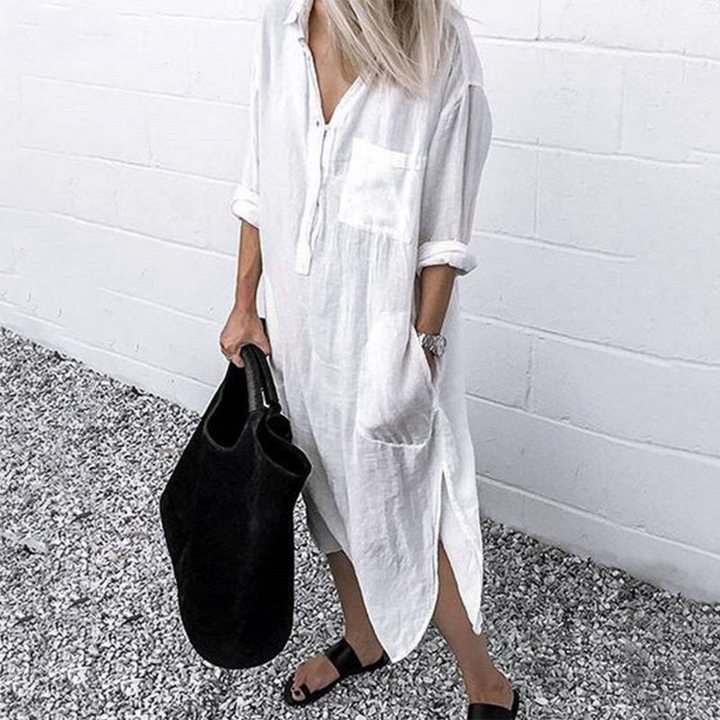 Prachtige lange zomerjurk voor dames, combineert comfort met een modieuze en elegante stijl.