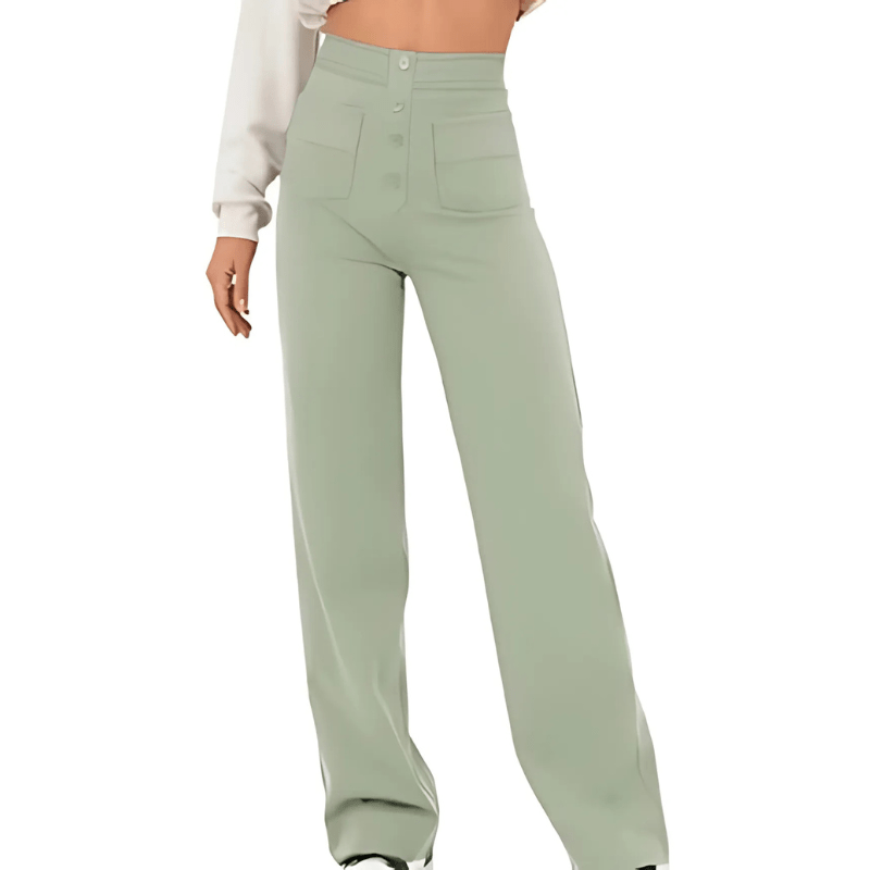 "Elegante lichtgewicht stretch broek met hoog tailleontwerp en praktische zakken, ideaal voor comfort en moderne stijl."