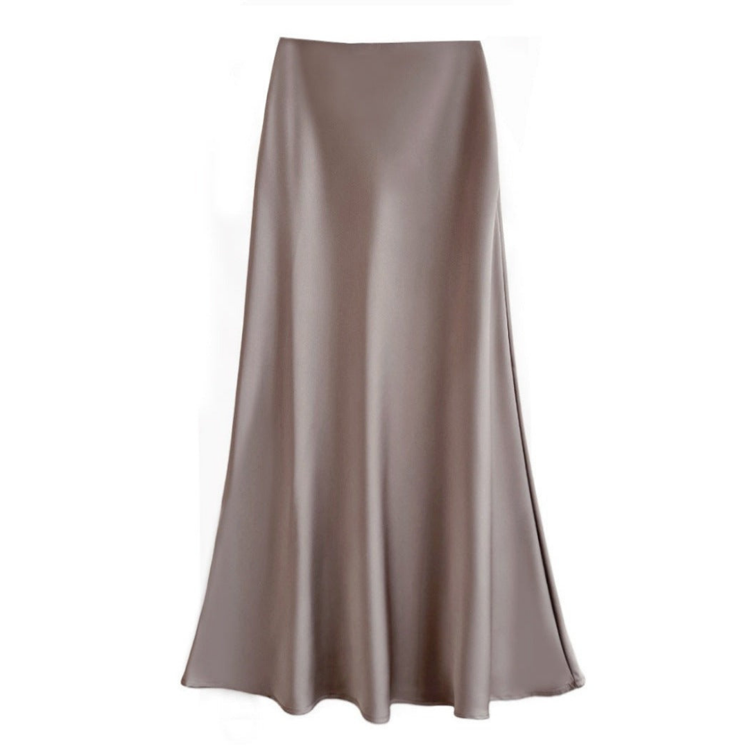 Elegante midi damesrok met vloeiende pasvorm en subtiele glans. Perfect voor een tijdloze, modebewuste look.