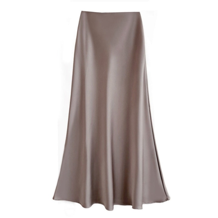 Elegante midi damesrok met vloeiende pasvorm en subtiele glans. Perfect voor een tijdloze, modebewuste look.