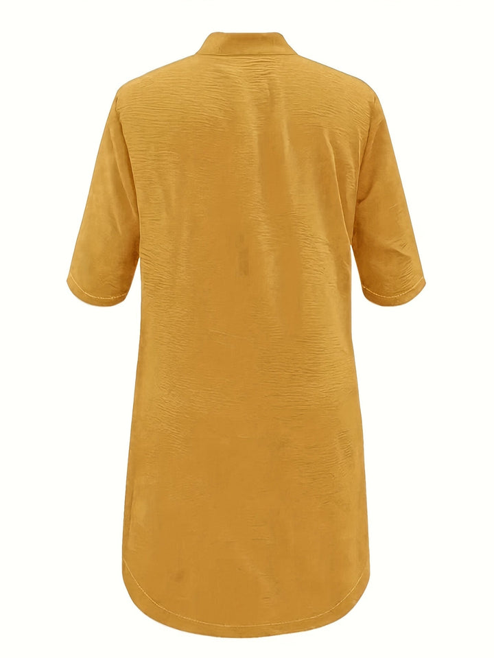 Elegante midi jurk met knoopsluiting in effen kleur