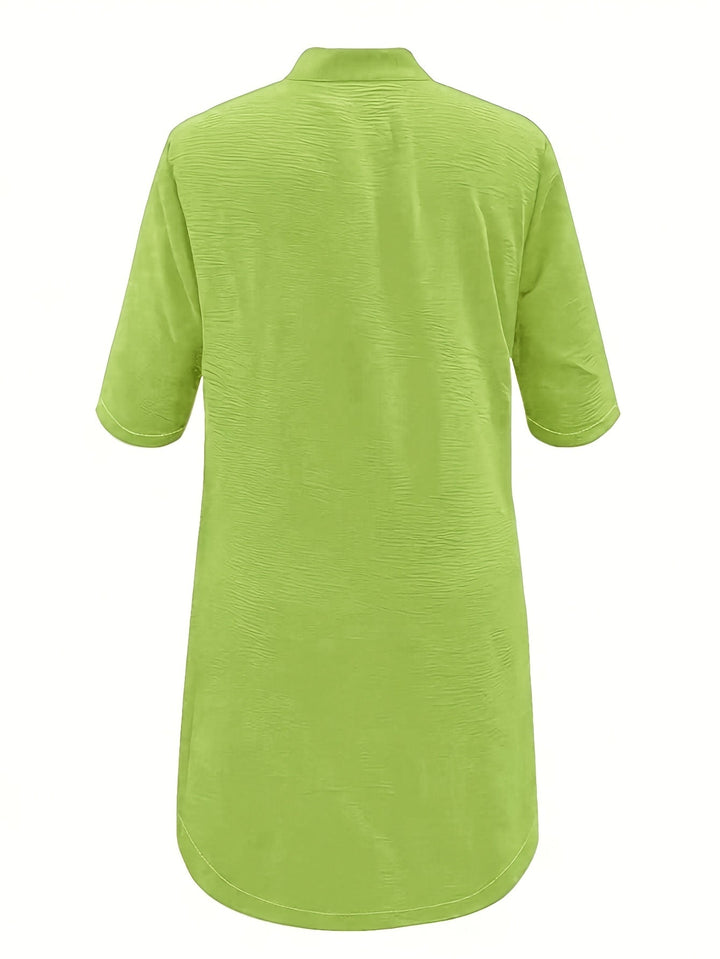 Elegante midi jurk met knoopsluiting in effen kleur