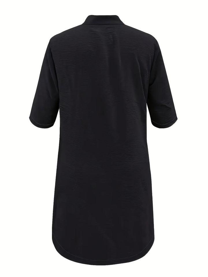 Elegante midi jurk met knoopsluiting in effen kleur