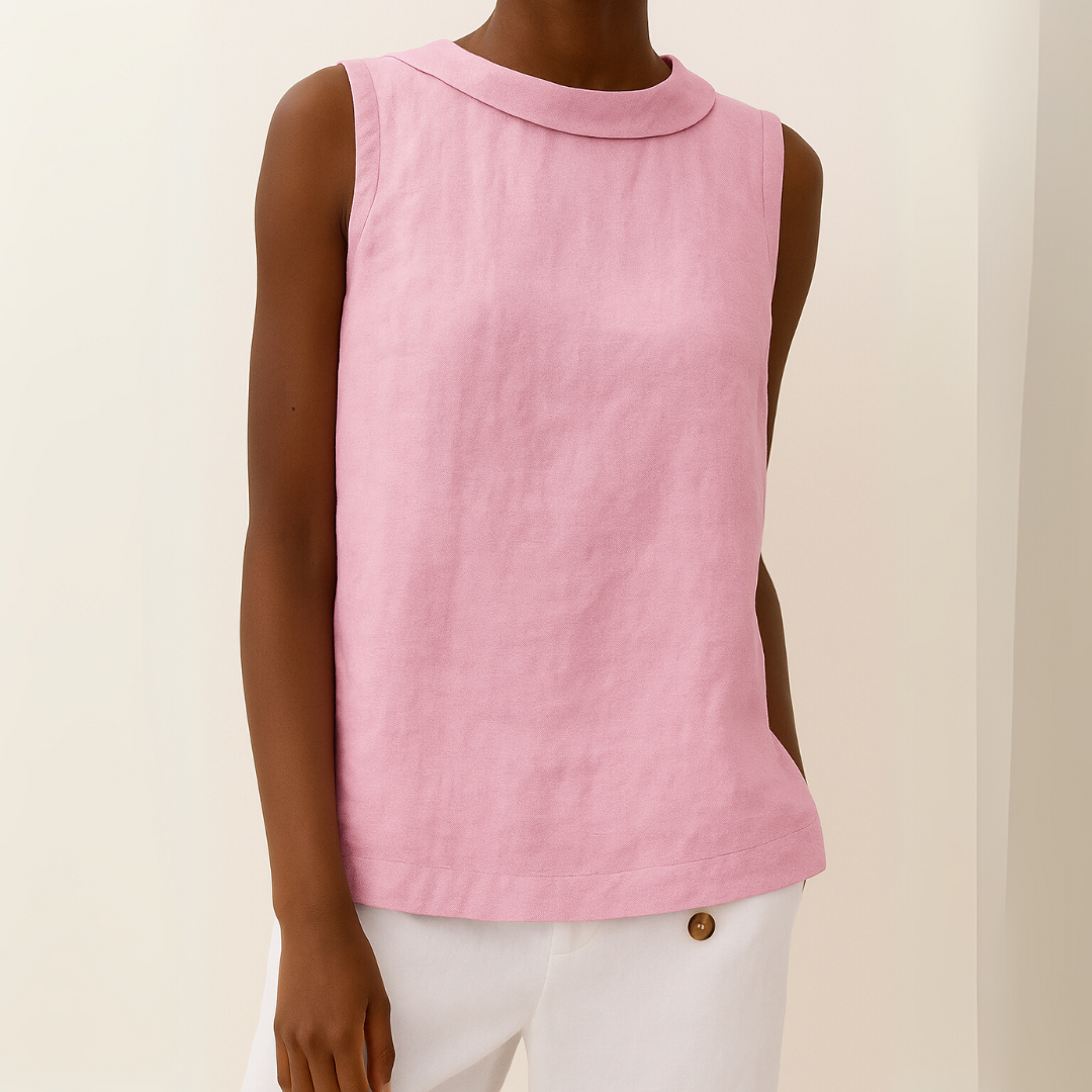 Mouwloze rolkraag top voor dames, een essentiële basis voor gelaagde outfits of op zichzelf te dragen.