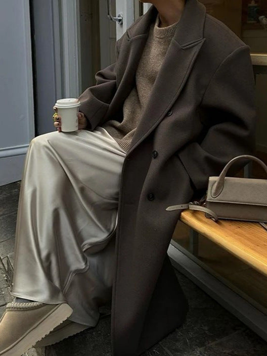 "Elegante Noëlle oversized jas voor dames, lichtgewicht en trendy voor lente, double-breasted, met split voor comfort."