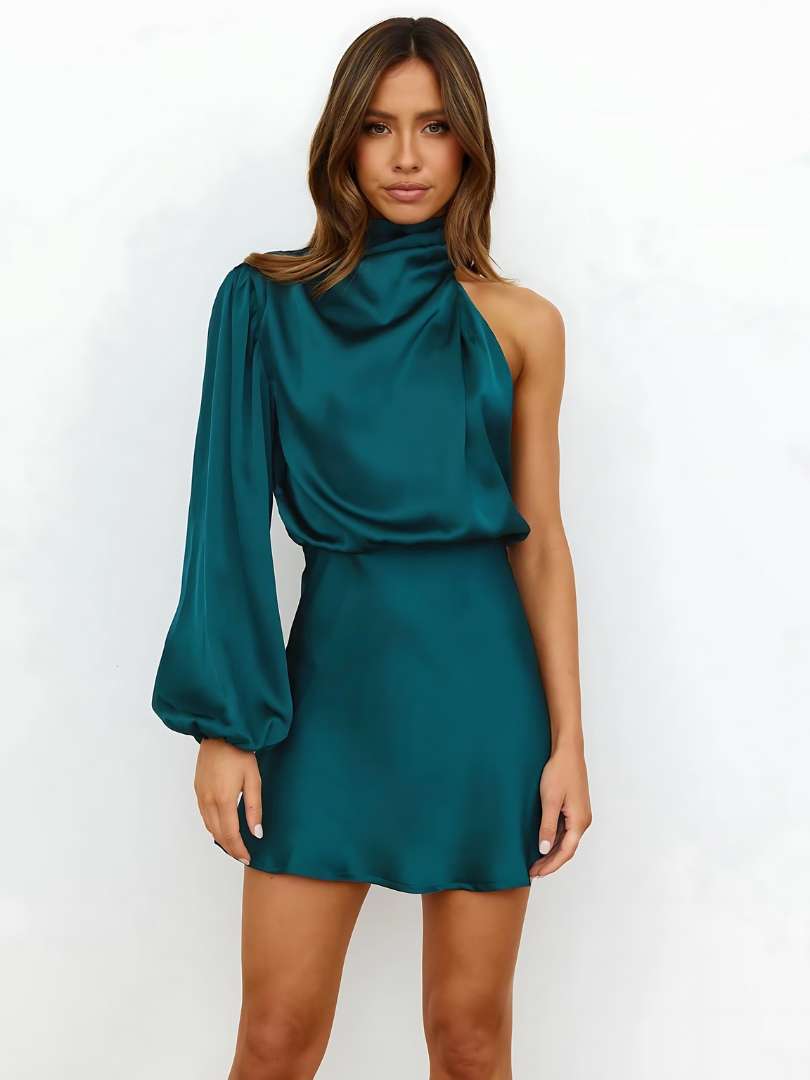 Comfortabele en elegante off-shoulder feestjurk voor dames, met lange mouwen voor een stijlvolle look.