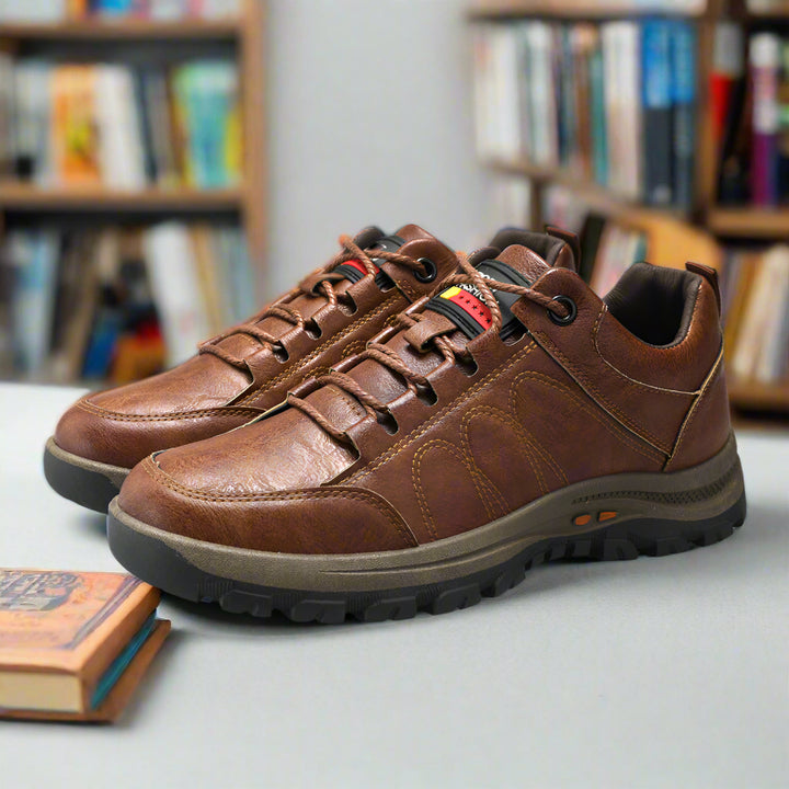 "Elegante orthopedische leren herenschoenen, comfort & waterdicht, met klassieke uitstraling en superieure ondersteuning."