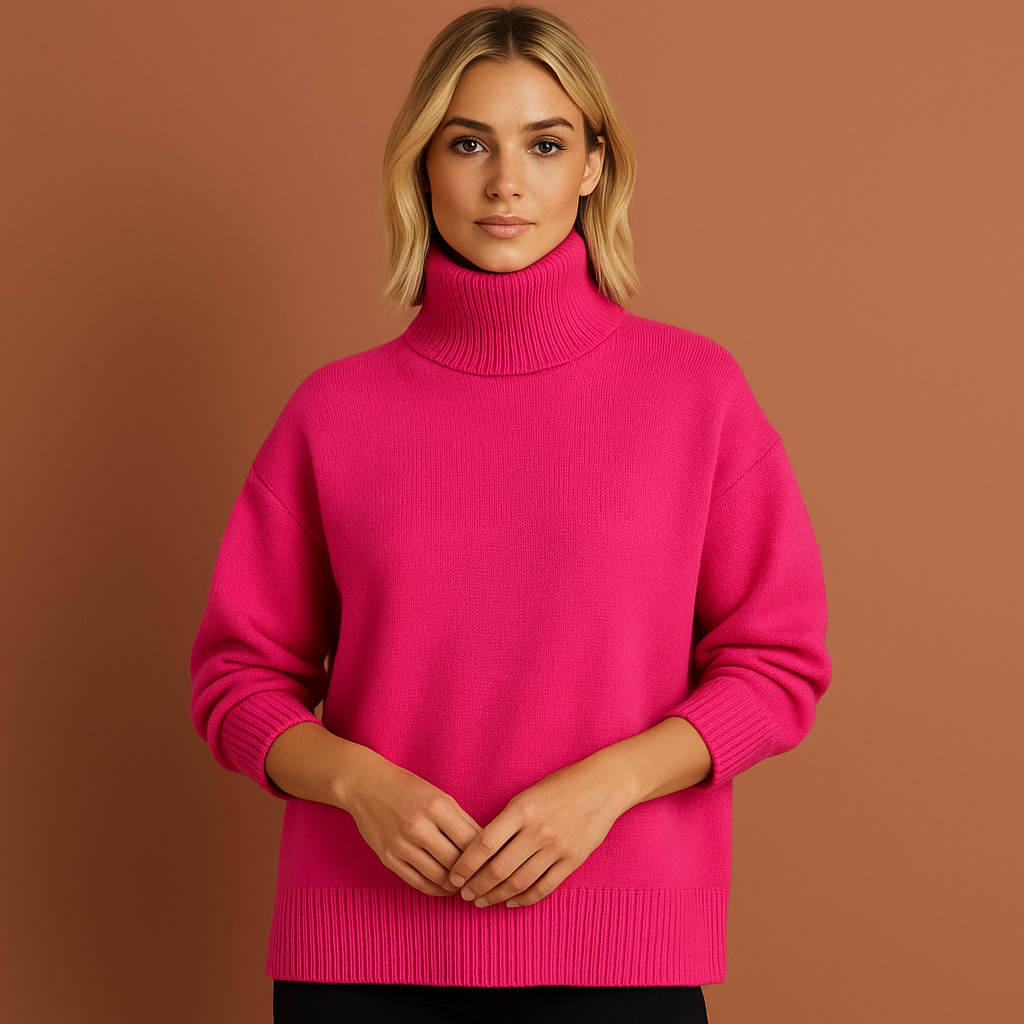 Zachte gebreide oversized coltrui, een must-have voor de dames herfst/winter mode collectie.