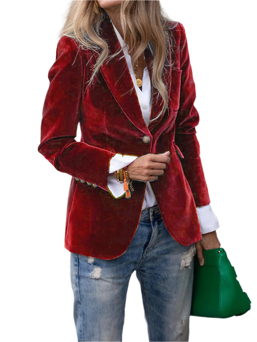 "Elegante retro dames blazer met klassieke snit, getailleerde pasvorm en stijlvolle details voor veelzijdige outfits."