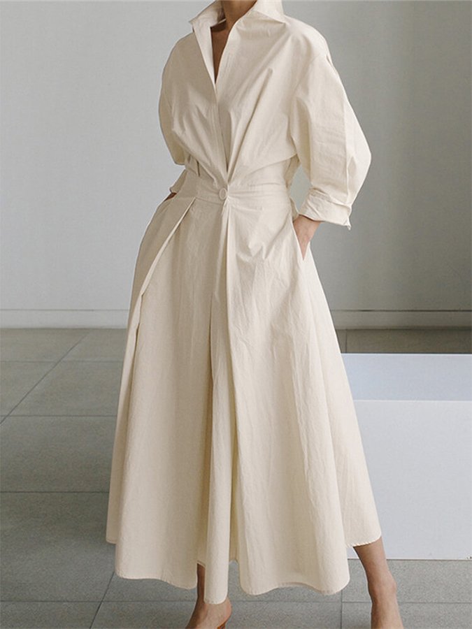 Elegante retro damesjurk in vintage stijl, chique midi pasvorm met lange mouwen. Perfect voor feestjes of casual.