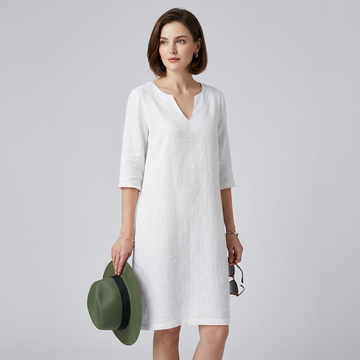 Elegante Sara zomerjurk voor dames in het blauw, perfect voor casual of feestelijke gelegenheden.
