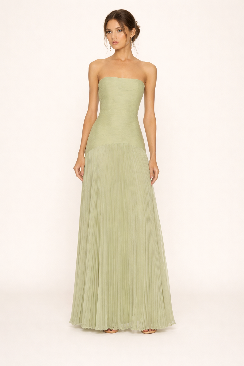 Elegante strapless geplooide maxi jurk voor dames, perfect voor zomerse dagen en avonden.
