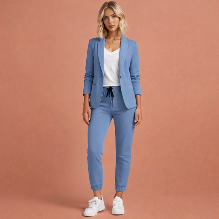 Elegante tweedelige blazer set voor dames, perfect voor zakelijke en formele gelegenheden.