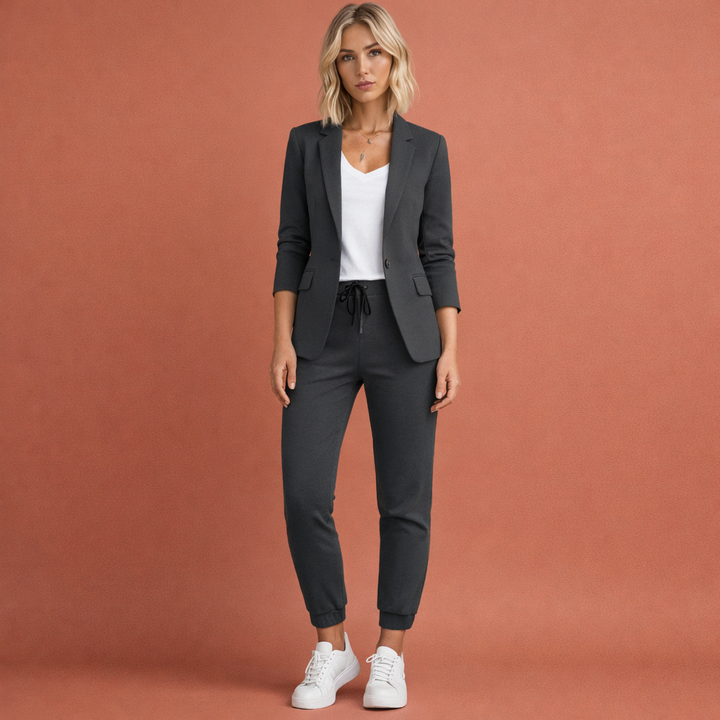 Luxe tweed blazer set voor dames, elegant en comfortabel voor zowel kantoor als vrije tijd.