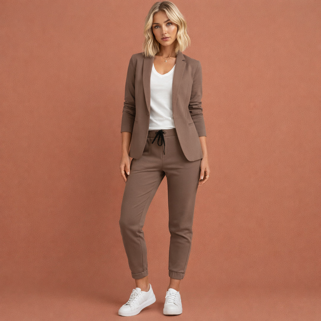 Formele en toch casual chic dames blazer set, ideaal voor een veelzijdige garderobe.