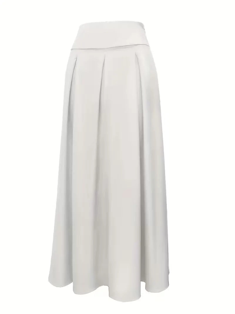 Stijlvolle witte plooirok voor dames met hoge taille, een comfortabele en elegante maxi rok voor elke gelegenheid.