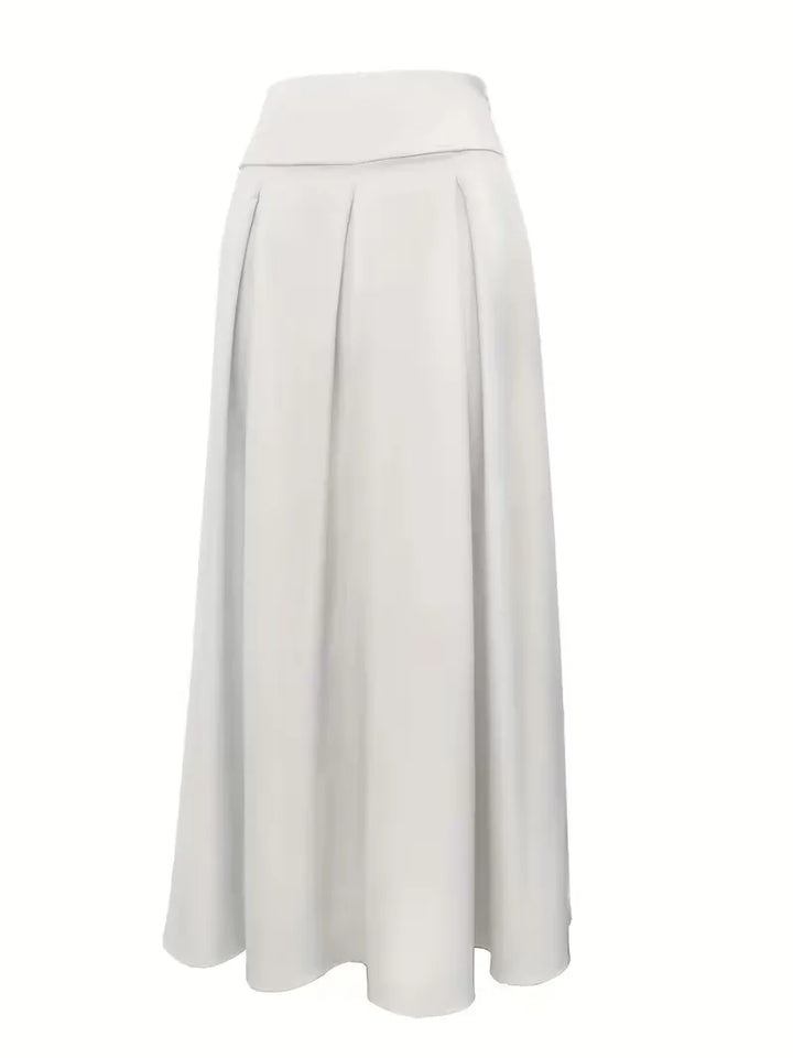 Stijlvolle witte plooirok voor dames met hoge taille, een comfortabele en elegante maxi rok voor elke gelegenheid.