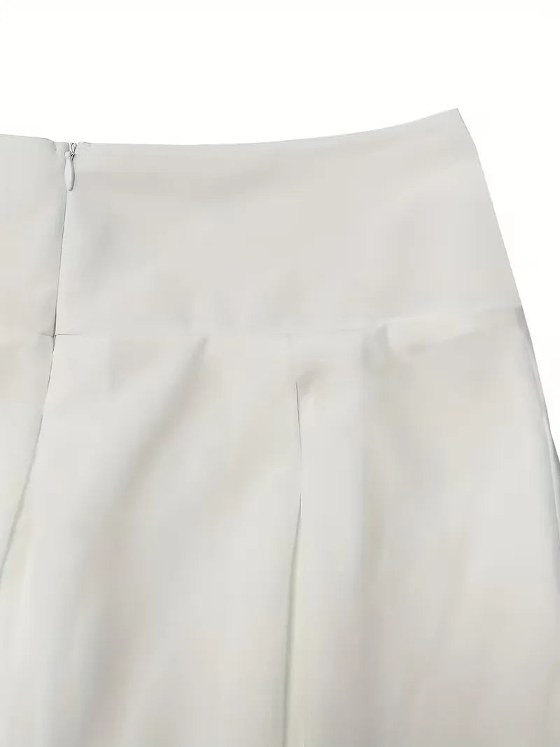 Witte dames plooirok met hoge taille, een tijdloze en veelzijdige maxi rok voor zowel casual als formele zomeroutfits.