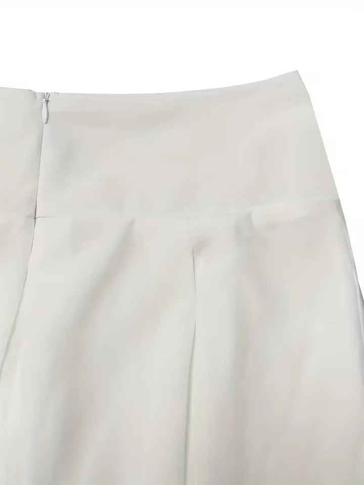 Witte dames plooirok met hoge taille, een tijdloze en veelzijdige maxi rok voor zowel casual als formele zomeroutfits.