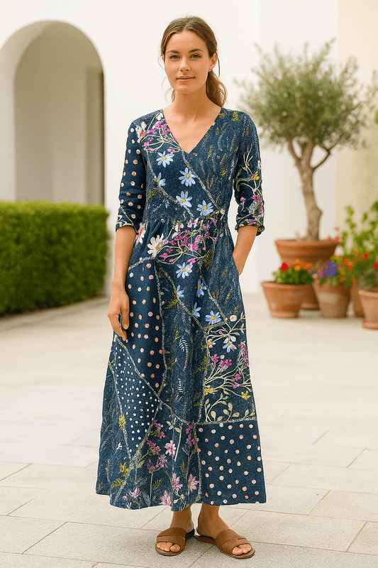 "Elegante zomerse maxi jurk met bloemenprint en lange mouwen, lichtgewicht en ademend voor ultiem comfort."