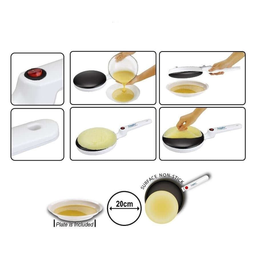 "Elektrische crêpe maker met antiaanbaklaag, gestroomlijnd ontwerp en 20 cm kookoppervlak, ideaal voor perfect gebakken crêpe