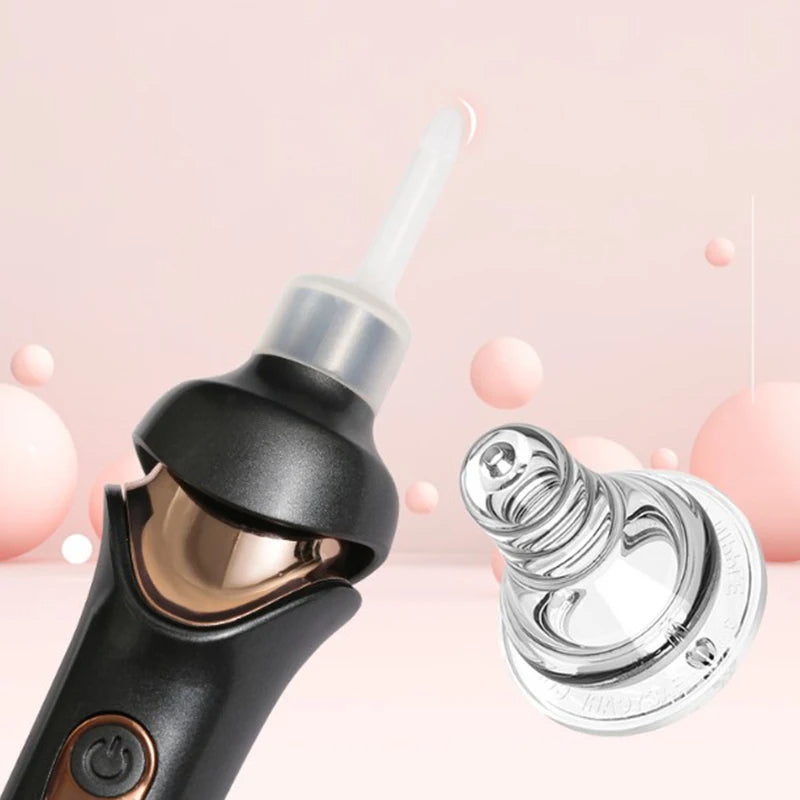 "Elektrische oorreiniger, USB-oplaadbaar, met zachte siliconen opzetstukken voor pijnloze oorhygiëne, compact en draadloos."