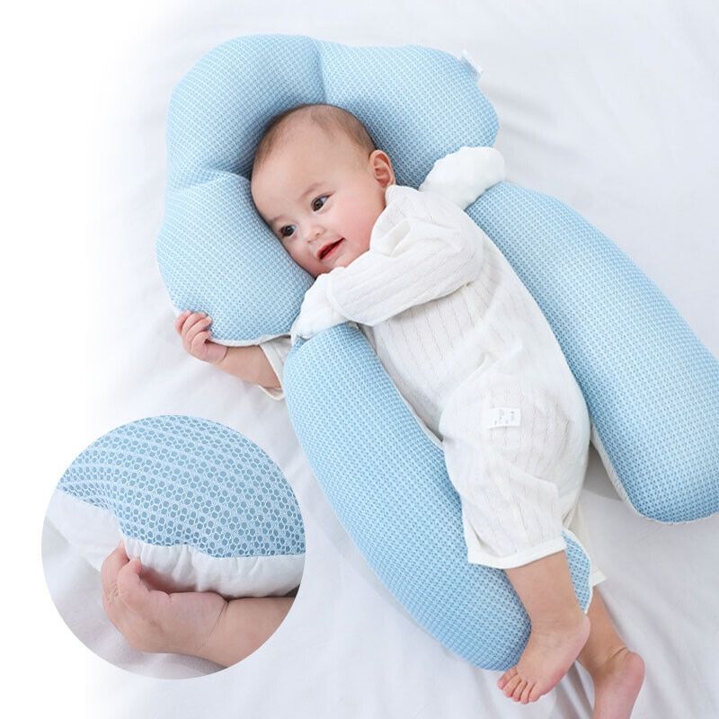 Ergonomisch slaapkussen voor pasgeboren baby's, traagschuim, katoen, voorkomt plat hoofd & reflux.