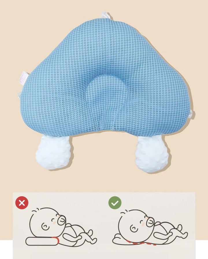 Machinewasbaar ergonomisch baby slaapkussen, hygiënisch en comfortabel voor pasgeborenen.