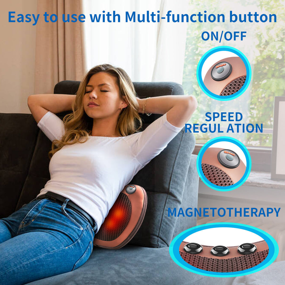 Ergonomisch massagekussen met magnetotherapie en verstelbare snelheid voor nek, schouders en rug, ultieme ontspanning