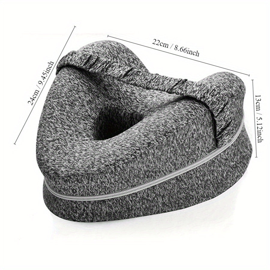 Ergonomisch Memory Foam Kniekussen, blauw, voor zijslapers; biedt pijnverlichting en ondersteunt lichaamshouding.