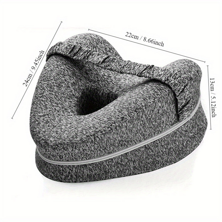 Ergonomisch Memory Foam Kniekussen, blauw, voor zijslapers; biedt pijnverlichting en ondersteunt lichaamshouding.