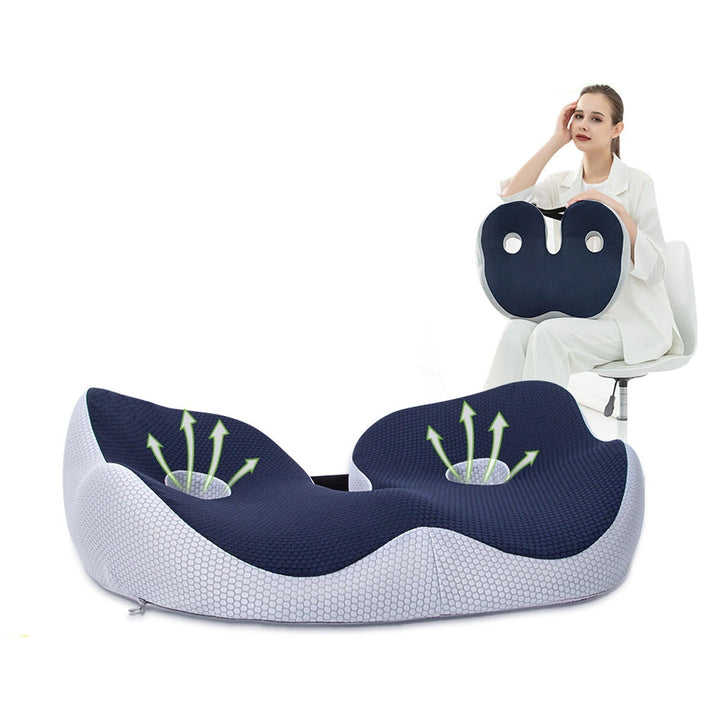 Ergonomisch zitkussen FlexiSeat; biedt comfort en effectieve pijnverlichting bij rugpijn en stuitpijn.
