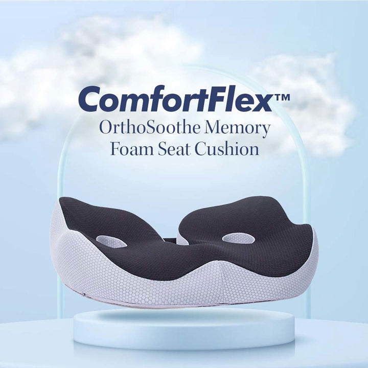 FlexiSeat ergonomisch zitkussen voor comfortabele pijnverlichting, ideaal voor thuis, kantoor en in de auto.