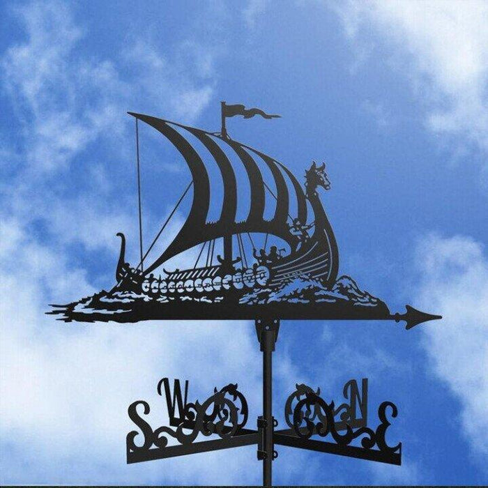 Excentrieke windwijzer met draken- en vliegtuigontwerp, roestvrij staal, weerbestendig, voor unieke tuindecoratie.