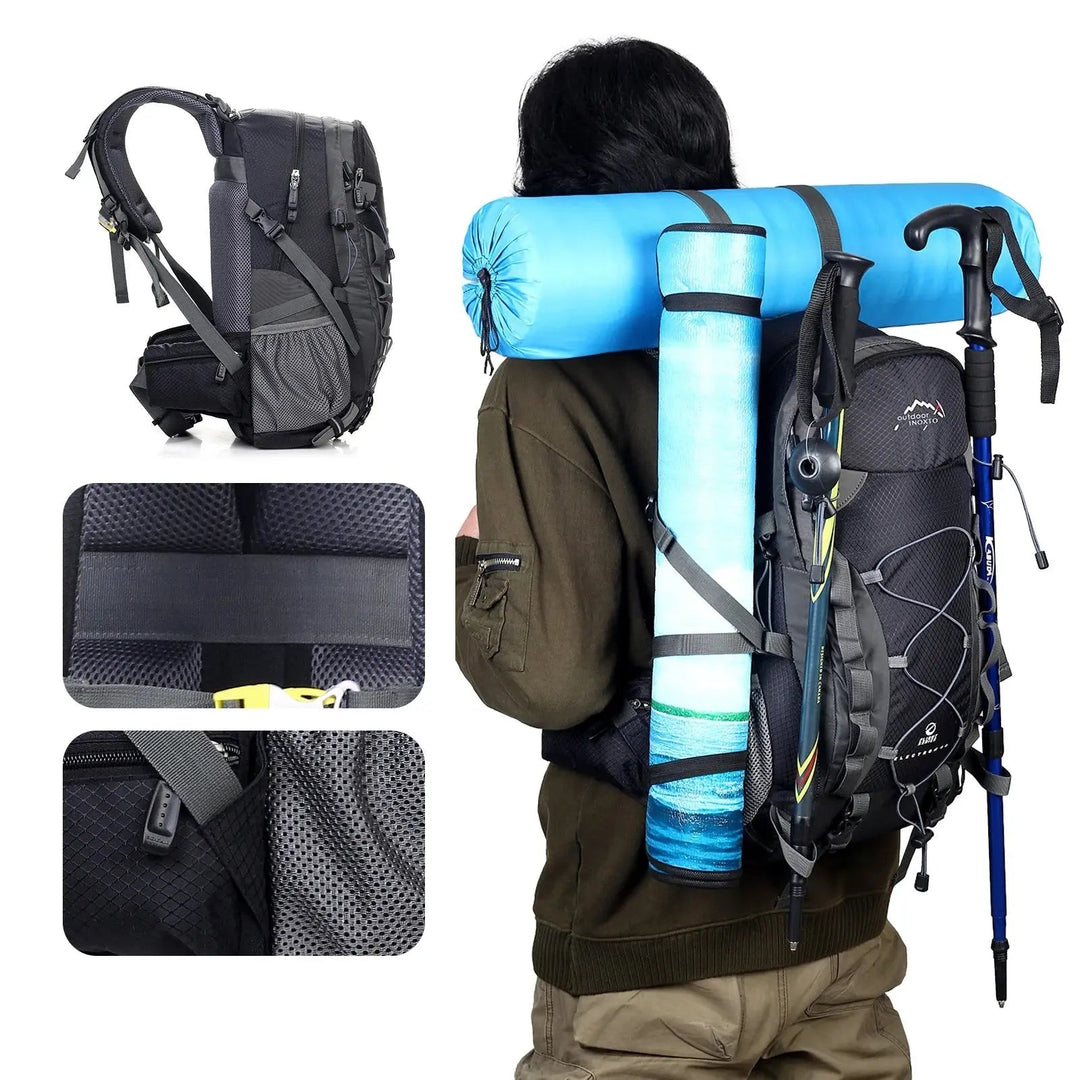 Robuuste ExplorerMax outdoor rugzak. Comfortabele unisex reisrugzak voor wandelen, trekking en kamperen.