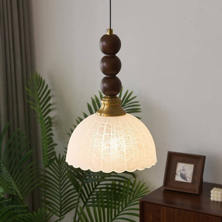 Hanglamp met Glas - Hout & Metaal