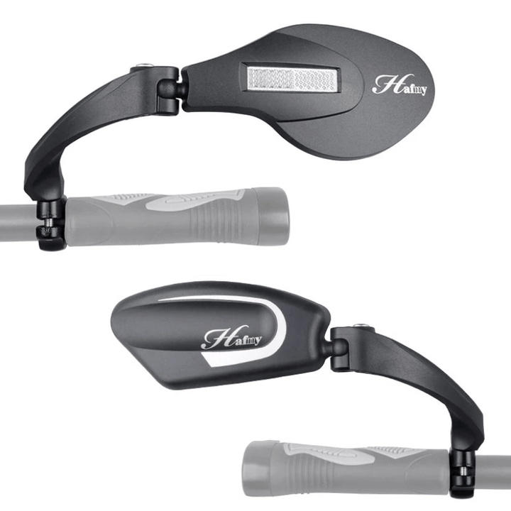 Fiets achteruitkijkspiegel met verstelbare hoek en brede reflector voor optimale veiligheid.