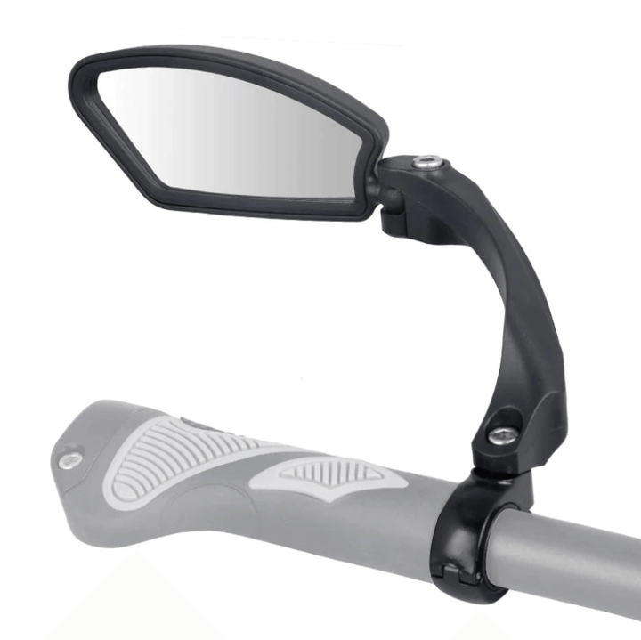 Fiets achteruitkijkspiegel met verstelbare hoek en brede reflector voor optimale veiligheid.