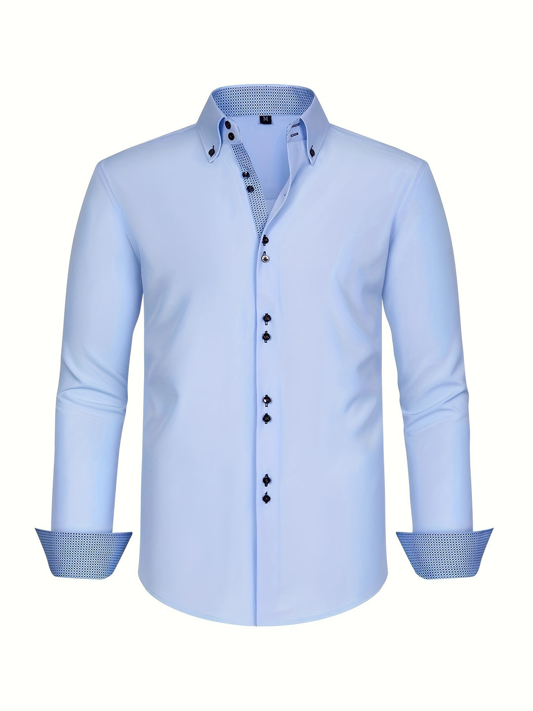 Klassiek dubbelrijig heren overhemd met contrast manchetten, geschikt voor zowel formele als smart casual herenkleding.
