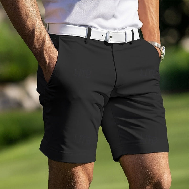 Zwarte heren shorts, comfortabele regular fit korte broek voor zomerse dagen, vakantie en casual mannenmode.