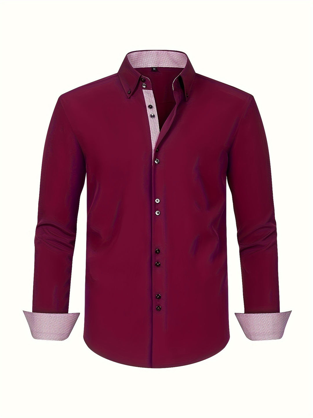 Heren overhemd, dubbelrijig design met opvallende contrast manchetten, voegt een unieke, stijlvolle touch toe.