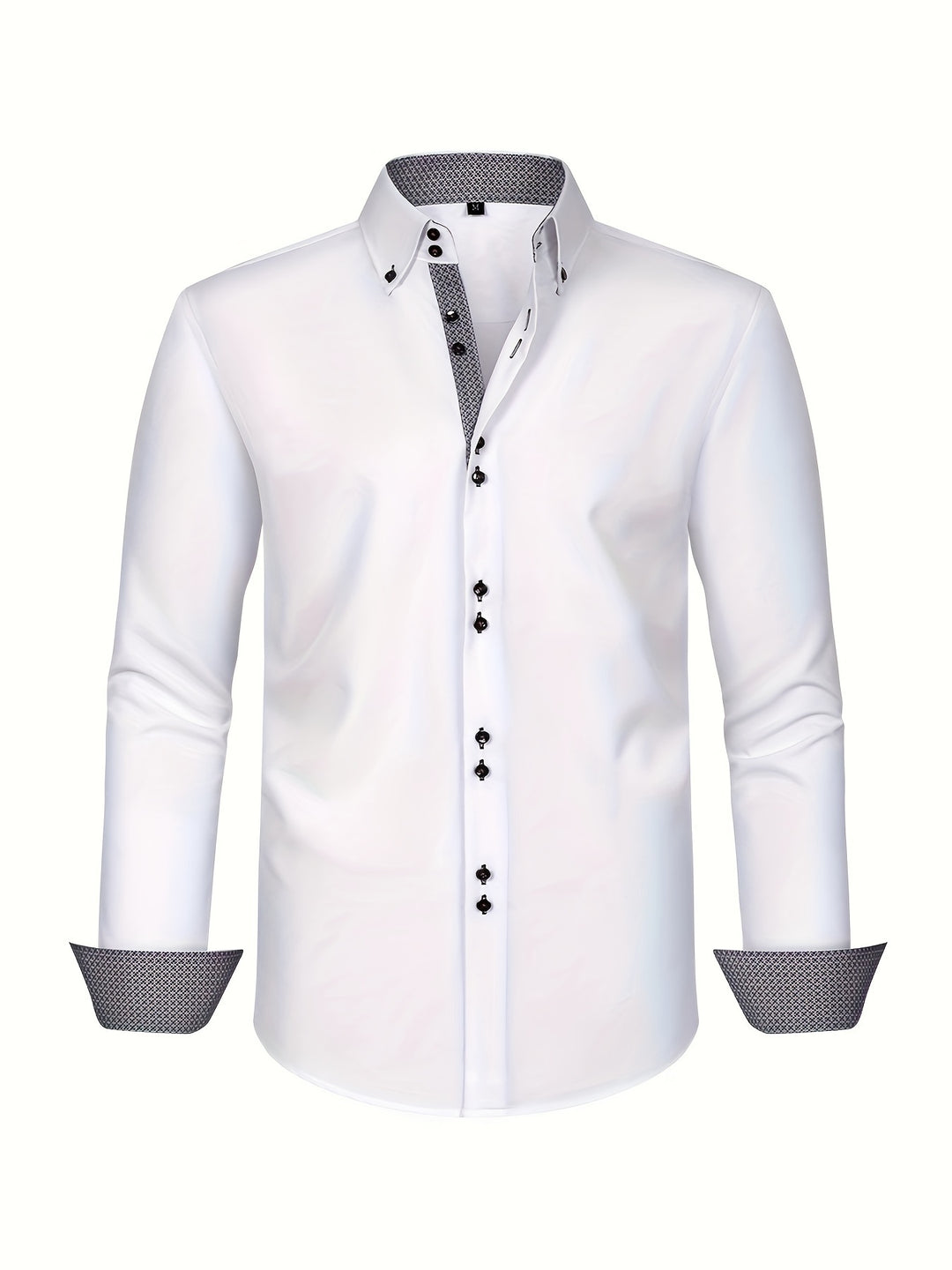 Dubbelrijig heren overhemd met stijlvolle contrast manchetten, ideaal voor een formele of smart casual look.