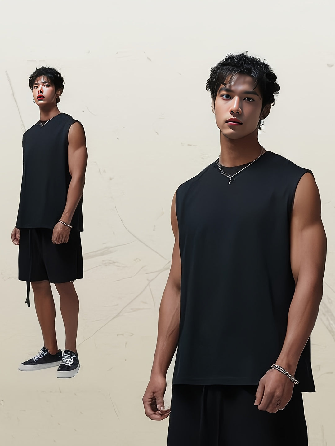 Casual heren tanktop, effen en mouwloos, uitstekend voor de zomer, strand of een sportieve look.