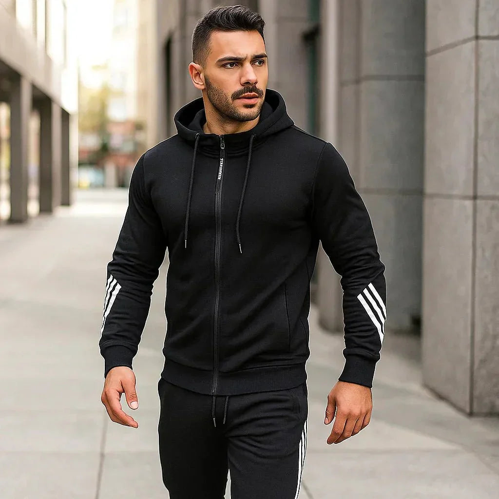 Comfortabele gebreide heren joggingpak Kael, veelzijdig voor thuis, sport of een casual look.