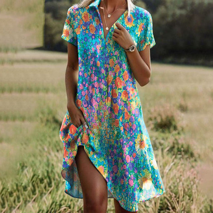 Gele ademende midi zomerjurk voor dames, comfortabel en casual. Ideaal als strandjurk.
