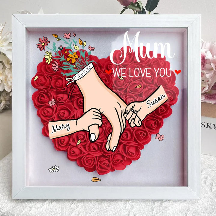 Cadeau voor moeder: Bloemenlijstje met namen, liefdevolle boodschap en ingebouwde LED-lampjes.